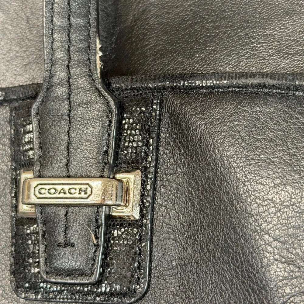 Coach Black Leather‎ Tote Bag Designer Handbag Purse Carryall Business
